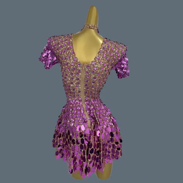 Paillettes scintillantes robe latine vêtements de scène célébrer anniversaire bal