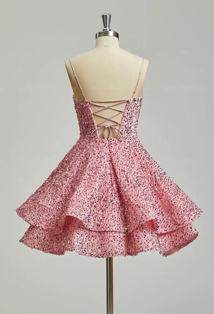 Robes de bal à sequins superposées pour adolescentes 2026