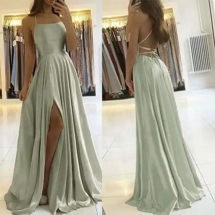 Robe de bal en Satin vert menthe