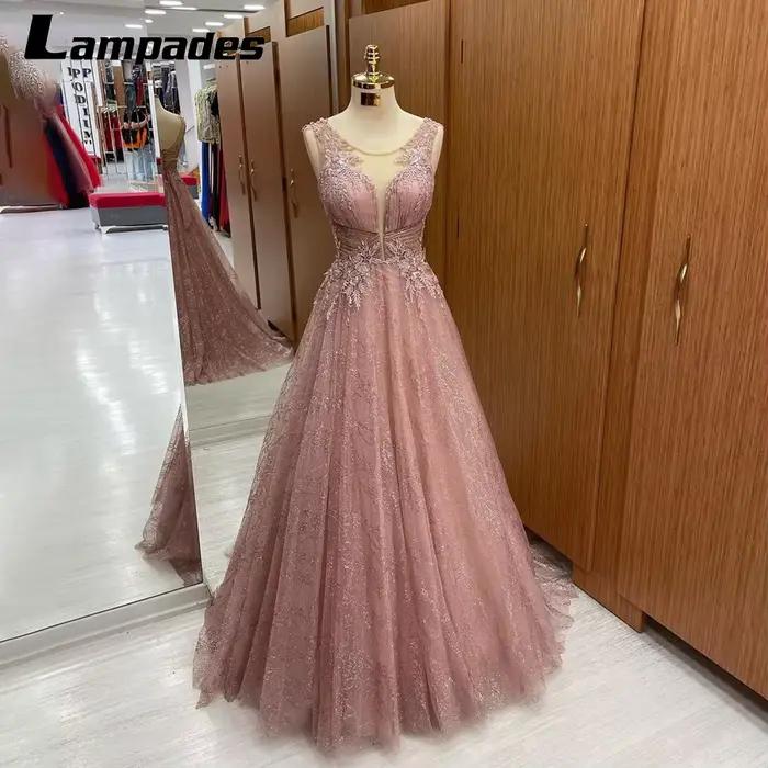 Robe de bal personnalisée en dentelle corail