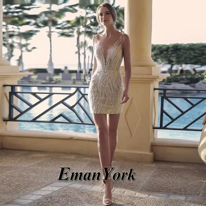 EmanY-Robe de mariée à perles carillon pour femme