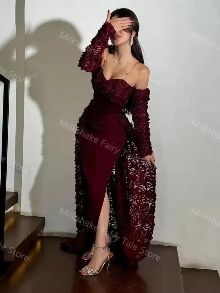 Robes de soirée sirène bordeaux pour femmes
