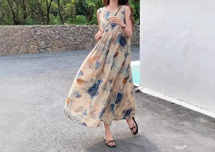 Robe débardeur longue style rétro artistique élégant pour femmes junior printemps été bywindto ocassions spéciales confortable et élégante