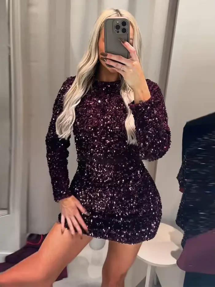 Robe de soirée à paillettes pour femmes