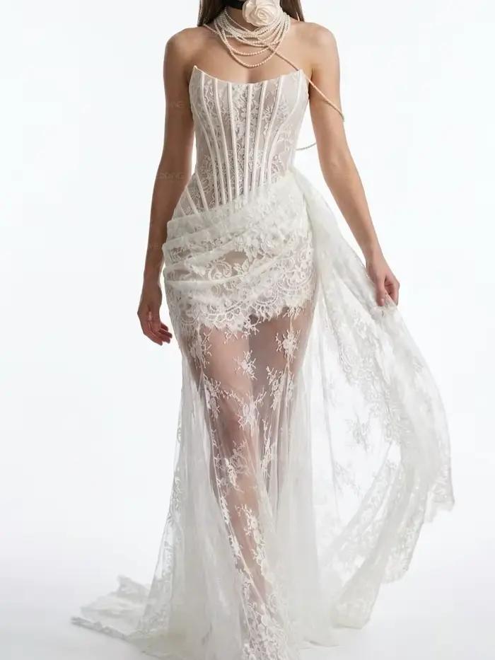 Robes de mariée sirène vintage en dentelle TLIT