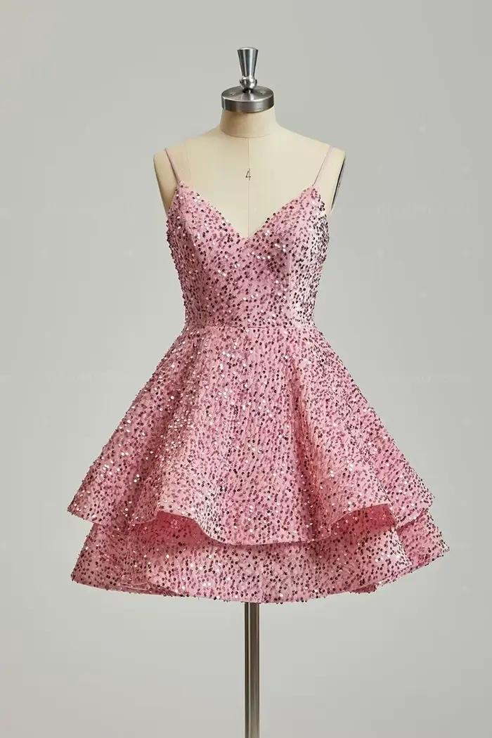 Robes de bal à sequins superposées pour adolescentes 2026