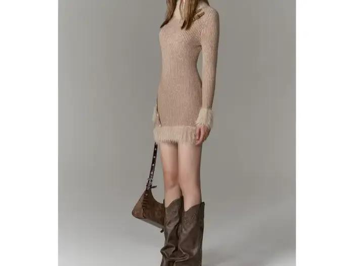 Robe pull tricotée haut de gamme pour vêtements intérieurs d'hiver