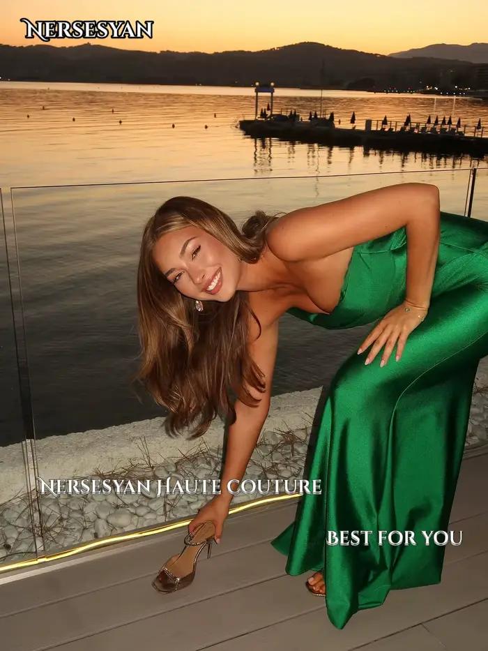 Nersesyan – robe de soirée sirène vert émeraude