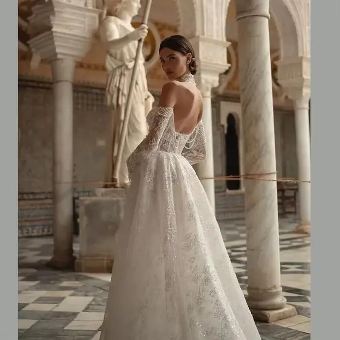Robe de mariée trapèze en dentelle gracieuse personnalisée