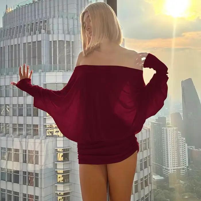 Robe Courte Sexy Irrégulière à Épaules Dénudées pour Femme – Tenue de Soirée et Clubbing