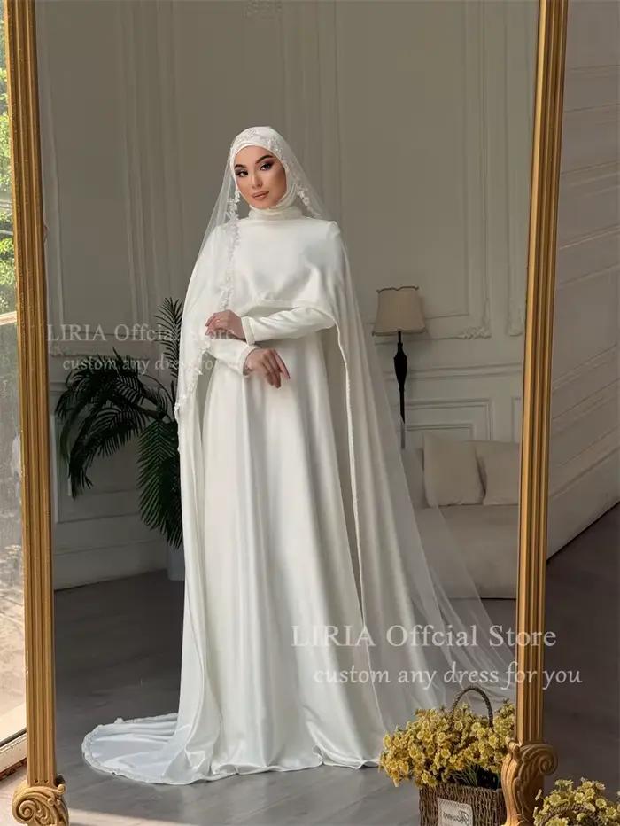 SSYTENS Robes de mariée musulmanes modestes en satin