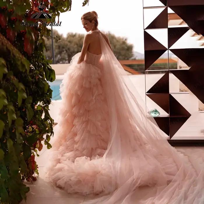 Magnifique Robe de Mariée Halter 2026 à Volants Superposés