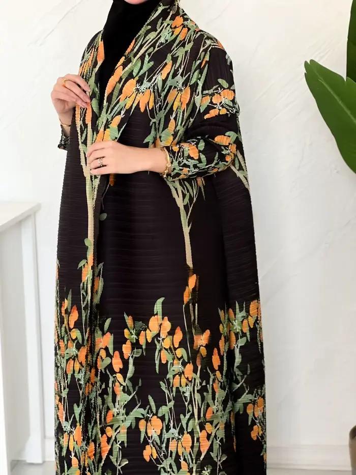 Robe longue à imprimé floral pour femmes arabes