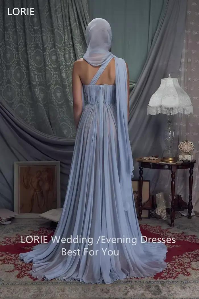 LORIE – robe de soirée trapèze bleue