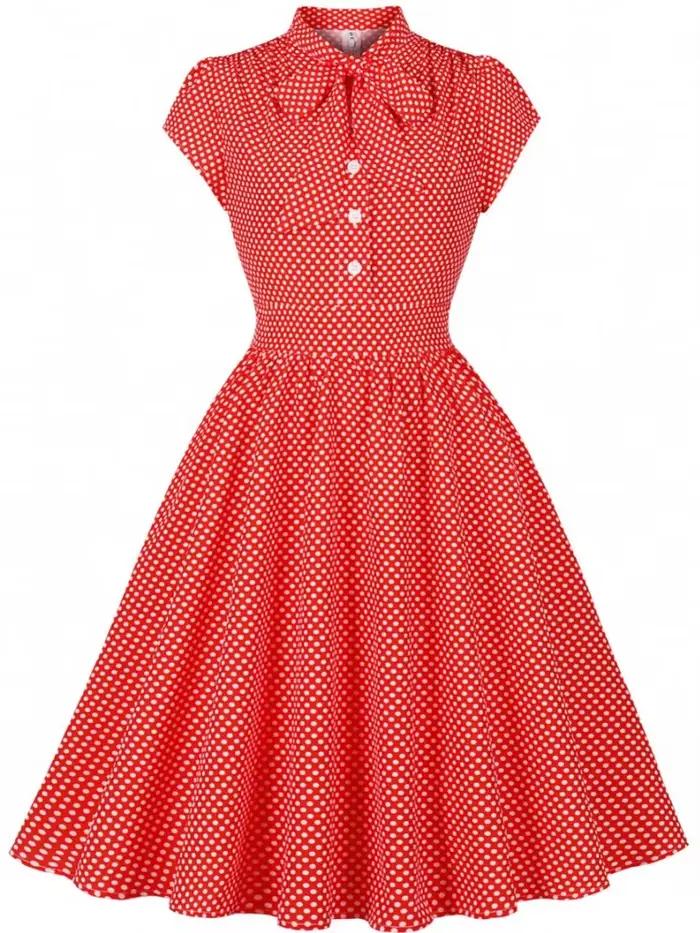 Robe de soirée rétro Pin Up à manches courtes pour femmes