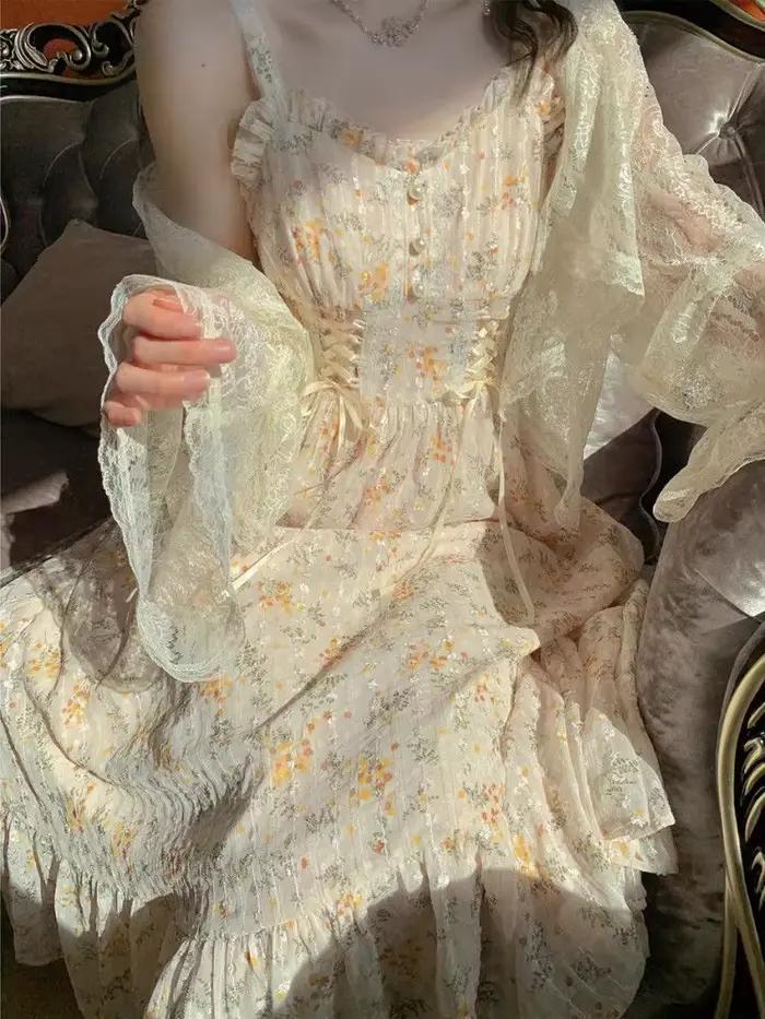 Robe Mi-Longue Élégante à Imprimé Floral pour Femme