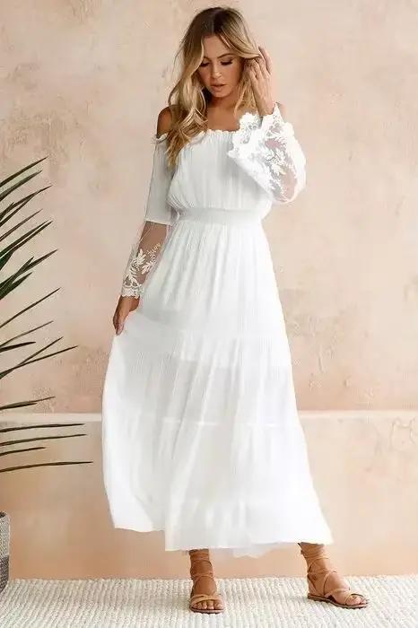 Robe trapèze à manches longues pour femmes