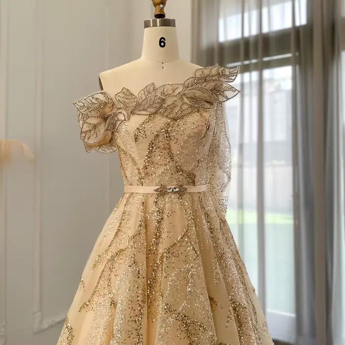 Sharon Said-Robe de soirée dorée personnalisée pour femme