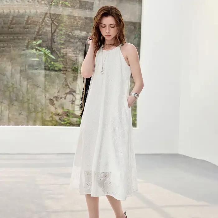 Robes décontractées pour femmes TOYOUTH 2026 – Nouvelle collection été en Lyocell brodé floral