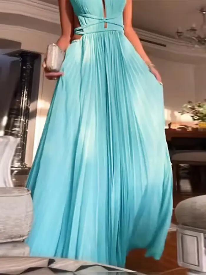 Robe plissée à lacets pour femmes