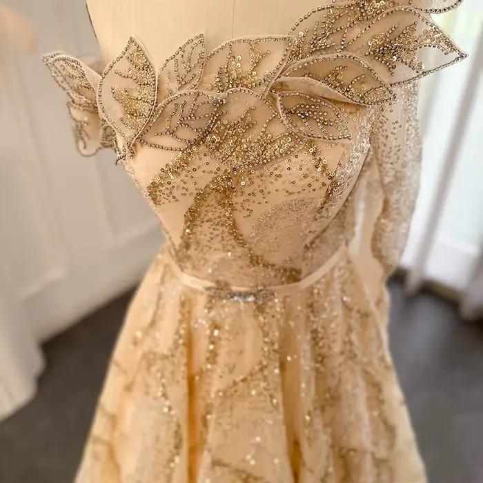 Sharon Said-Robe de soirée dorée personnalisée pour femme