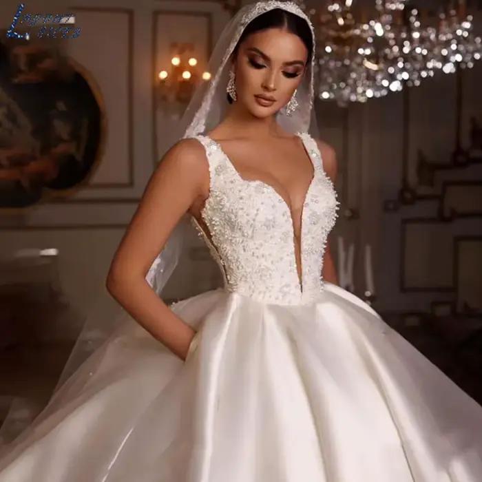DISPOSITION NICEB-Robe de Mariée de Luxe en Fibre de Satin