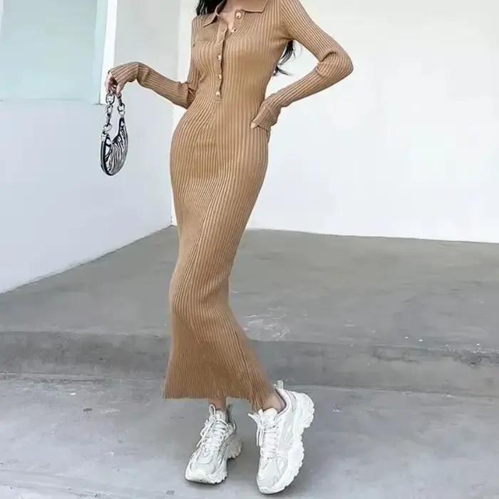 Robe tricotée pour femmes de Style impérial d'automne et d'hiver