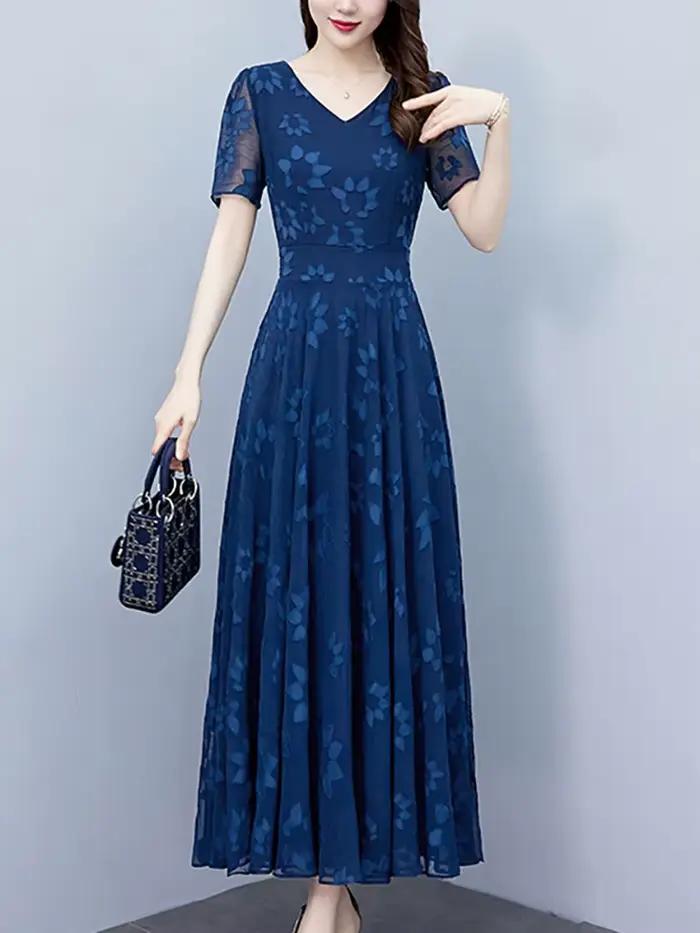 Robe Mi-Longue en Jacquard pour Femme