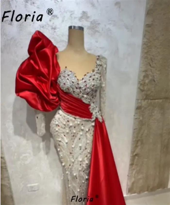 Robe de mariée rouge de Dubaï avec traîne