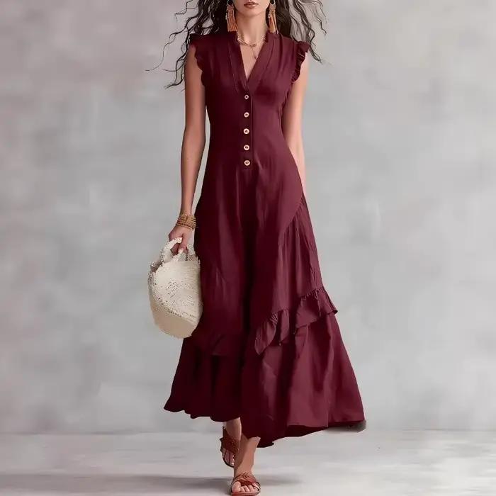 Robe de soirée élégante pour femme en coton et lin