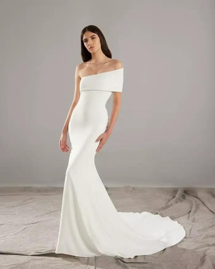 Robes de mariée sirène Sexy dos nu une épaule robe