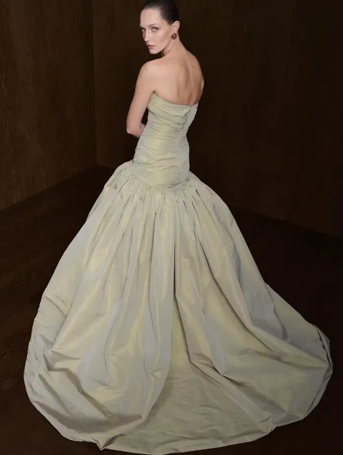 Nouvelle Robe de Bal Vert Sauge en Taffetas 2026 pour Femme