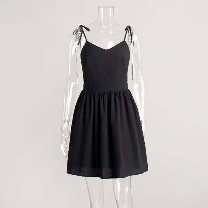 Robe courte en coton à bretelles
