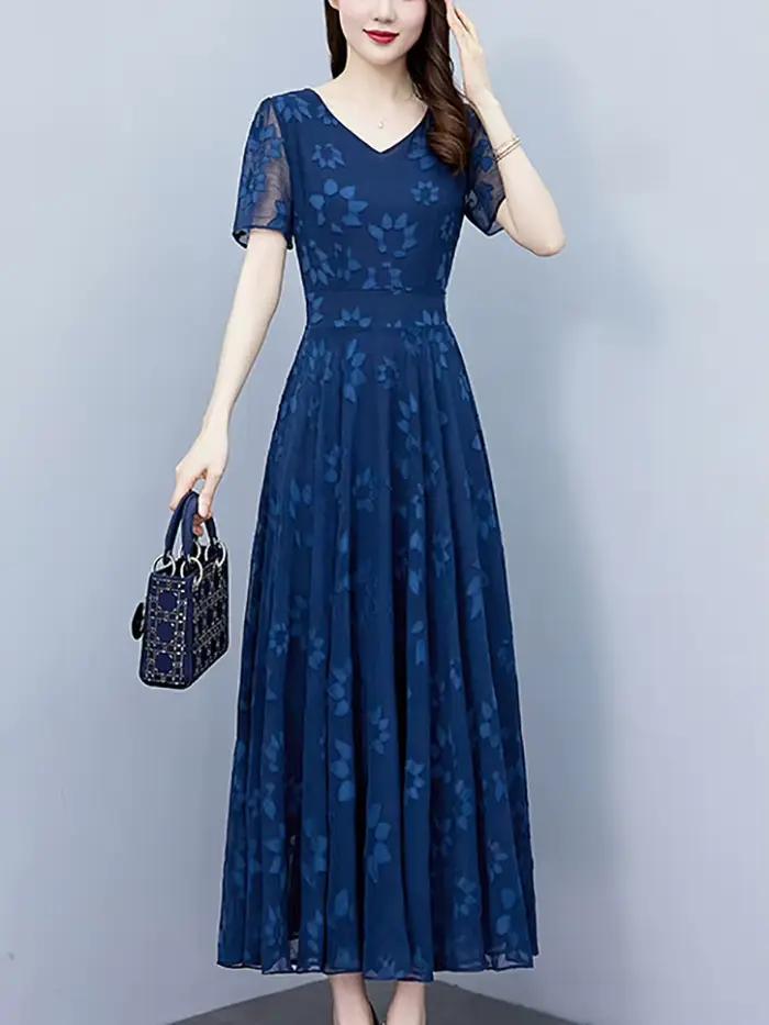 Robe Mi-Longue en Jacquard pour Femme