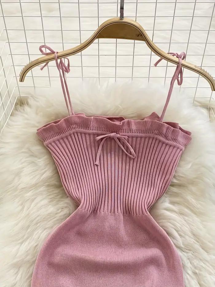 Robe côtelée à lacets, élégante