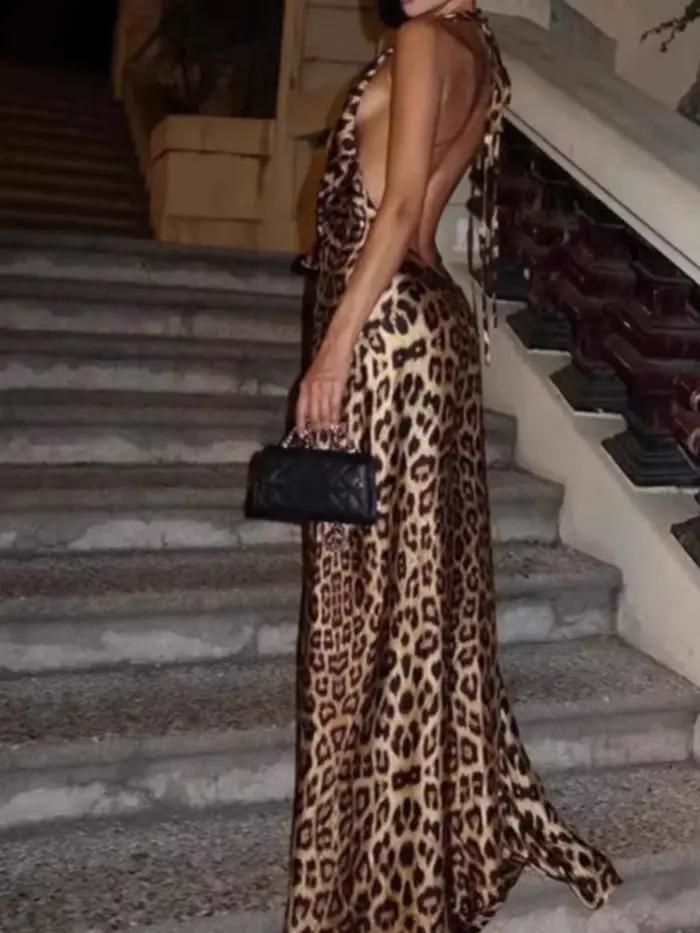 Robe Longue à Lacets et Col en V pour Femme