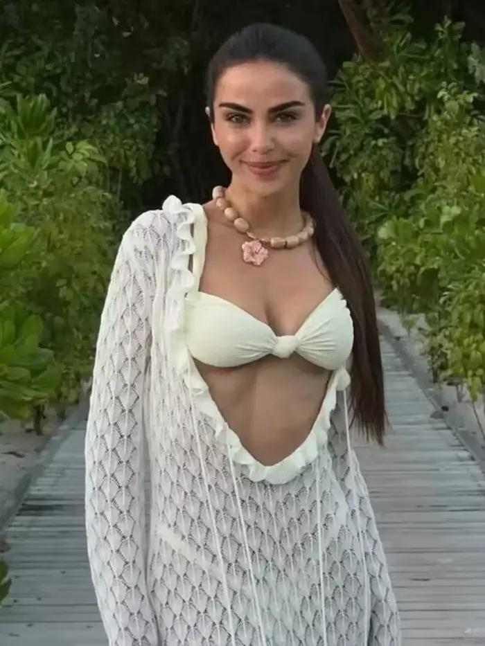 HH femmes vacances d'été solide à manches longues col en v robe à lacets femme Sexy élégant creux