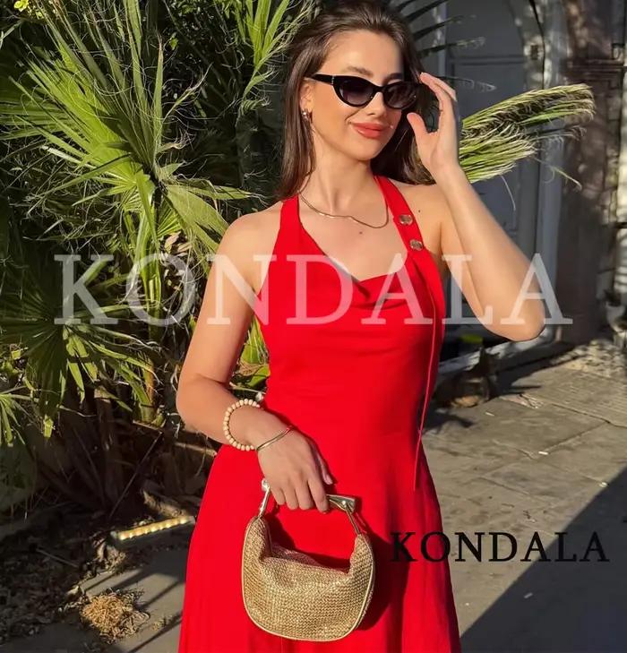 Robe longue rouge tendance KONDALA 2026 pour femme