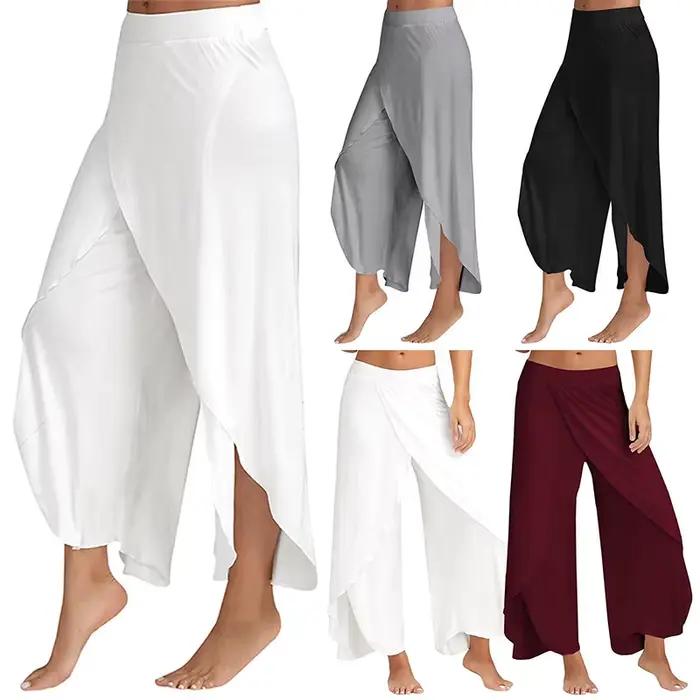 Pantalon à jambes larges pour femmes fitness yoga fendu fjMandala ouvert confortable gypsy hippicopter sarouel Aladdin occassions spéciales