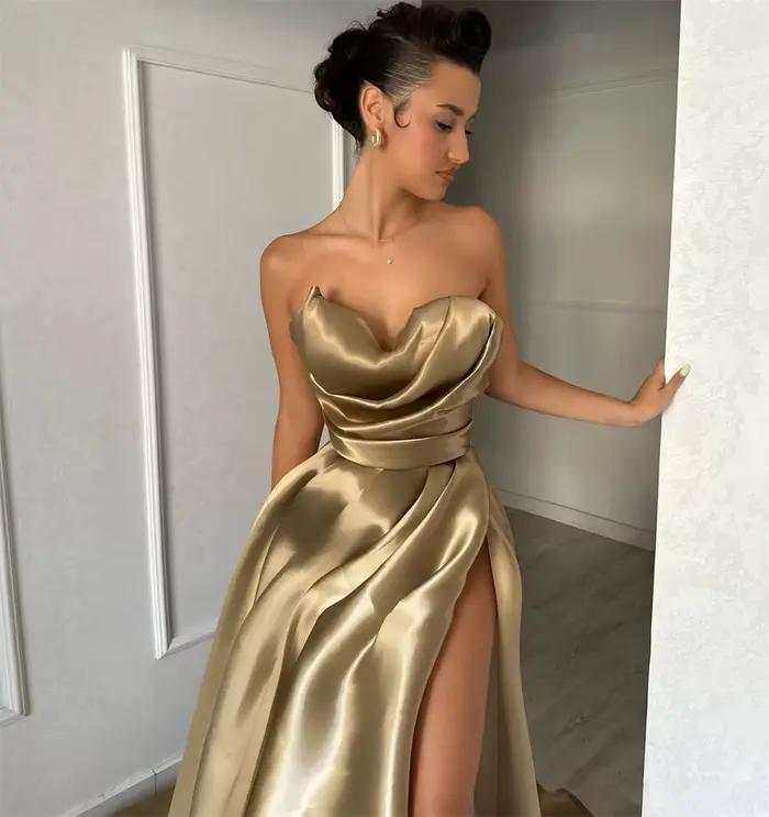 Robe de soirée trapèze drapée