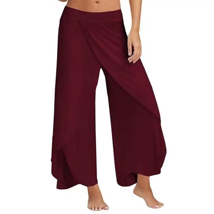 Pantalon à jambes larges pour femmes fitness yoga fendu fjMandala ouvert confortable gypsy hippicopter sarouel Aladdin occassions spéciales