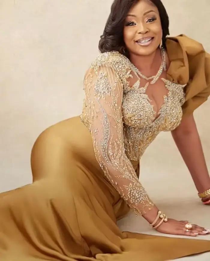 Aso Ebi arabe sirène robes de soirée dentelle perles formelle fête anniversaire célébrité mère de mariée