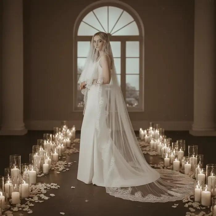 Voile de mariée de luxe blanc en dentelle