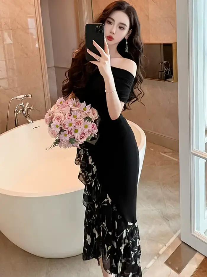Robe Maxi française Chic pour femmes