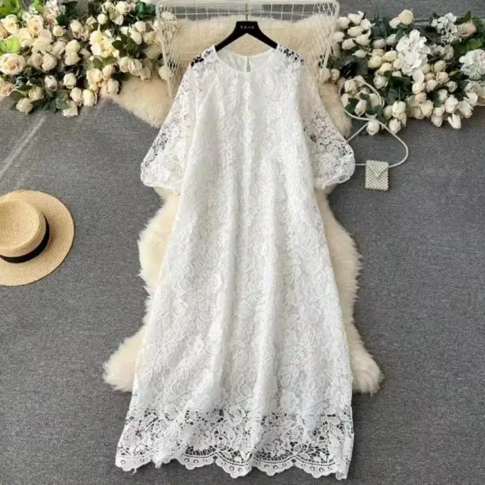 Robe longue en dentelle pour femmes