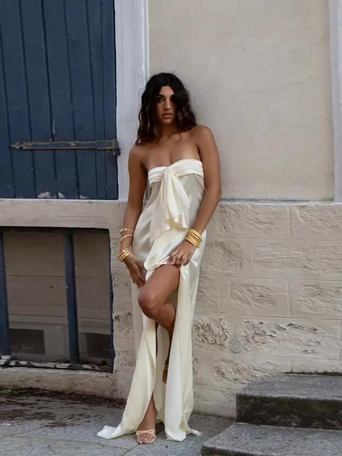 Robes de soirée longues élégantes en satin pour femmes