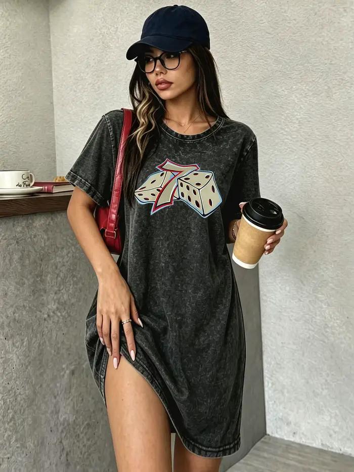 Robe T-shirt vintage délavée pour femme