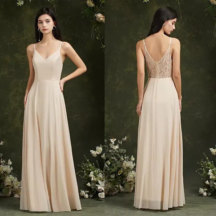 Misshow-Robe de soirée longue en mousseline de soie