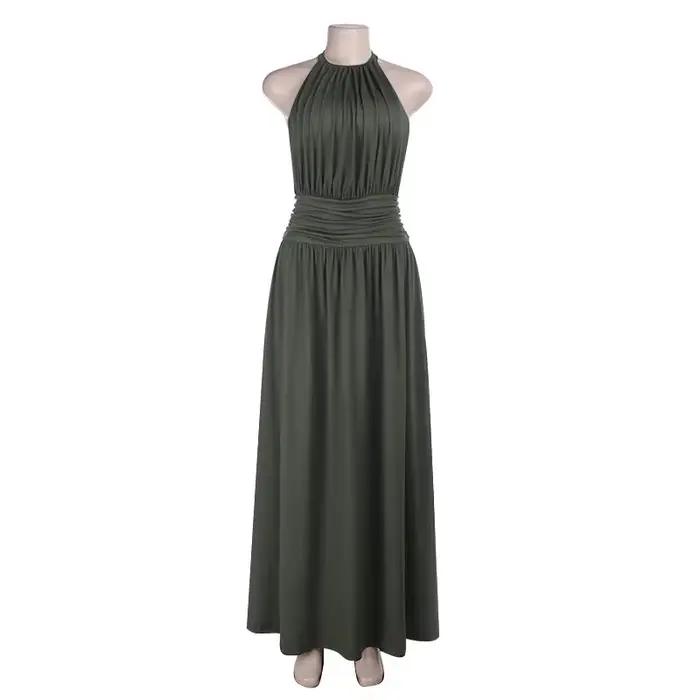 Robe plissée dos nu pour femme