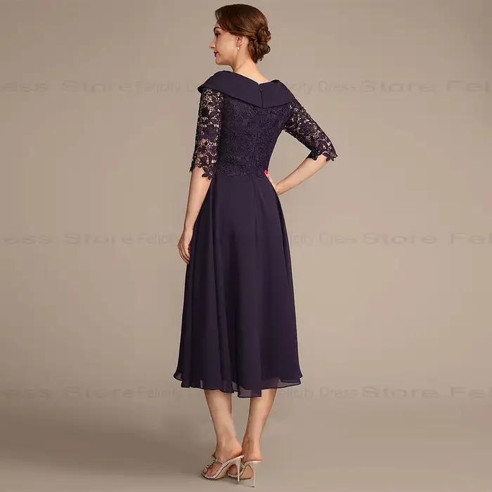 FELICITY robes mère de la mariée élégantes 2025 personnalisé a-ligne asymétrique en mousseline de soie dentelle fête robe d'invité de mariage perles